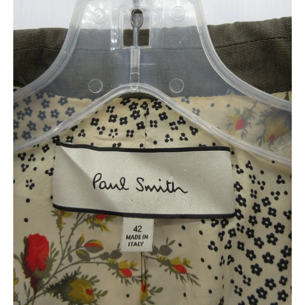 Paul Smith Blazer 6 Olive Jacket Coat Career Floral Lining Italy 42